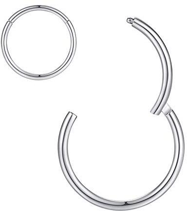 8mm Septum Ring Septum Jewelry Seamless Clicker Nose Rings 18 Gauge 18g Cartilage Earring Lip Rings Silver Nose Piercing Surgical Steel Helix Earrings