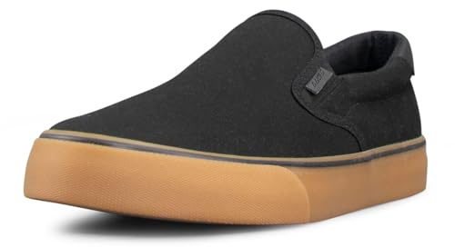 Lugz Homme Clipper Classic Slip-on Canvas Sneaker Basket, Noir, Blanc, Noir, 41 EU