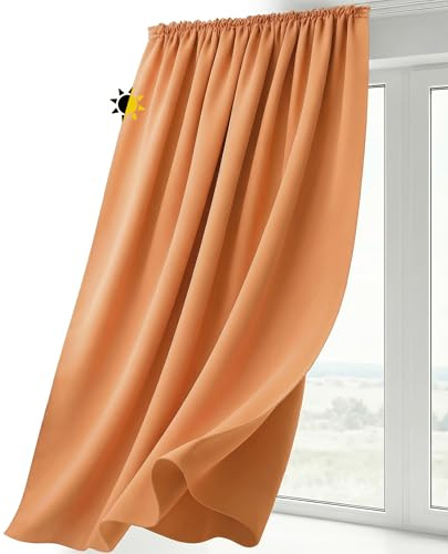 BEAUTEX Verdunklungsvorhang 140x245 Terra Kräuselband Blickdicht | lichtmindernd, wärmeisolierend, pflegeleicht, waschbar, für Schiene geeignet, viele Farben und Größen