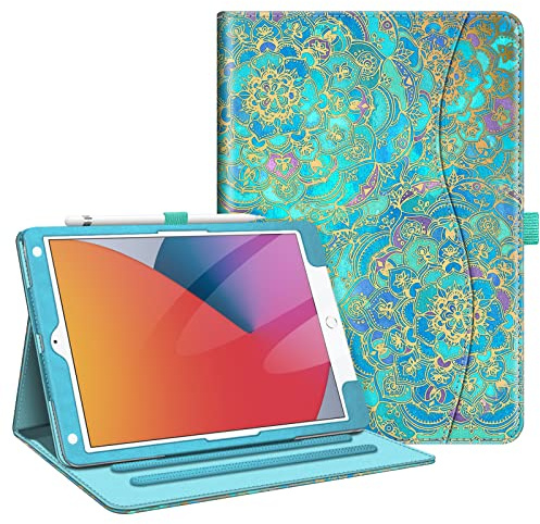 FINTIE Cover compatibile con iPad 10.2 9a generazione 2021/8° genn 2020/7° genn 2019, custodia multiposizione per standby/sveglia automatica protezione degli angoli, giada
