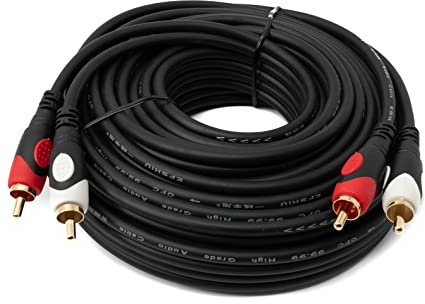 System-S Cinch 2 RCA Kabel 10 m Stecker zu Stecker Stereo AV Adapter in Schwarz