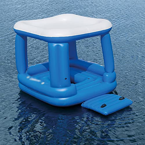 wiedao Grande île Flottante Gonflable, Chaise Longue de Maison Flottante, Radeau Gonflable pour 4~6 Personnes pour Les fêtes d'été, équipement de Piscine de rangée de Loisirs, île Flottante de Plage