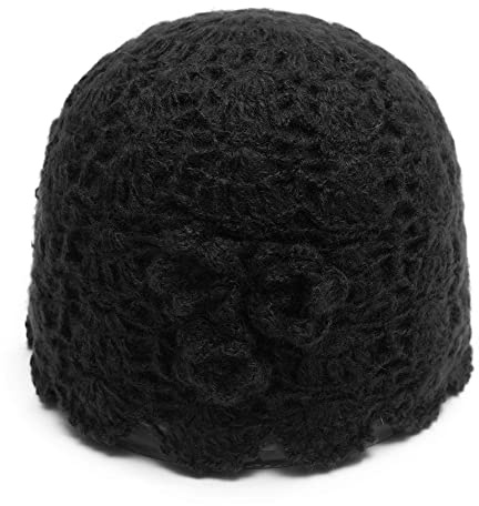 ZLYC Damen Winter Vintage Wolle Strickmützen Beanie Bowler Hut | Gehäkeltes Blumen Leicht und Warm
