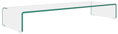 Gecheer TV-bord skärmhöjning monitor glasfäste fäste fäste monitorhöjning TV piedest monitorfäste höjning glas transparent 90 x 30 x 13 cm