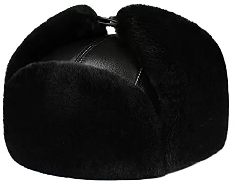ZMNKH Unisex Wintermütze Fliegermütze Trappermütze mit Ohrenklappen Herren Russenmütze Winddichte Leder Bomber Hut