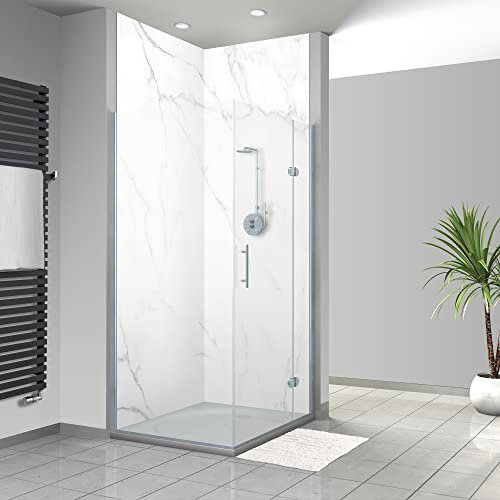 WANDFREUDE individuelle Duschrückwand Aluverbundplatte auf Maß (2 Stück - Carrara-Marmor - Premium Matt Lack) – Dusche Wandverkleidung Duschwandverkleidung Duschrückwände