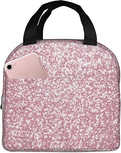 LOUJIN Lonchera aislada con purpurina rosa para niñas, reutilizable, para viajes, picnic, trabajo, senderismo, escuela, oficina
