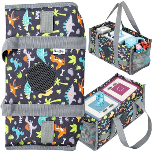 Knuffig Toniebox Tasche - Tragetasche für Toniebox & Zubehör, Aufbewahrung für Figuren, Musikbox Tasche für 2 Boxen, Abnehmbare Trennwände, Perfekt für Kinder & Reisen