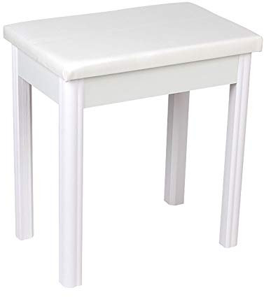 RWRAPS Klavierhocker, Klavierbank aus Holz, bequemer Tastaturhocker aus Leder, Massivholzrahmen, robust und langlebig, geeignet für Einzelpersonen (weiß)