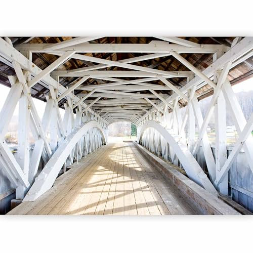 murando PREMIUM Papier peint intissé Fleurs 400x280 cm Non-tissé Décoration trompe l oeil moderne Design murale salon chambre bureau nature Lilien Pont Architecture blanc c-B-0071-a-a