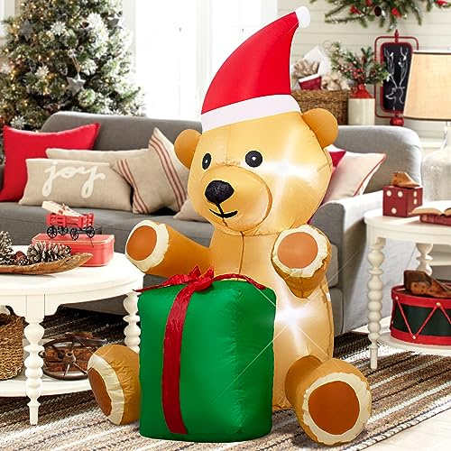 4 Ft/122cm Weihnachten aufblasbare dekorative braune Bär mit LED-Lichter Urlaub Patio Dekoration, Weihnachten Indoor Outdoor-Dekoration