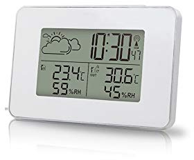 BONOOL Reloj Despertador Reloj Digital Sensor Temperatura Humedad Pronóstico Posponer Relojes de Mesa Estación meteorológica