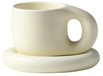 umsl 400 ml Tintenspritzer, fetter Griff, kreativer nordischer ovaler Teller, personalisierte Keramik-Tasse, Untertasse, Kaffee, Tee, Milch, Kuchen, Tassen-Set
