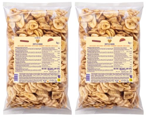 nut&me Chips de plátano dulces 2 kg | Pack 2 x 1 kg, Sin gluten ni lactosa, Vegano, Snack