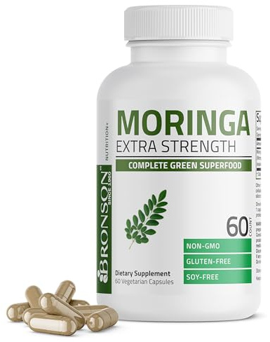 Bronson Moringa Extra Strength Capsules Moringa Oleifera Powder, 60 Count