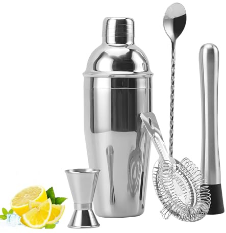 NCONCO Shaker à cocktail en acier inoxydable, shaker à cocktail 750 ml, 750 ml Premium Barman, lot de 5 Shaker professionnel accessoires outils