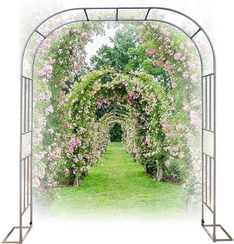 Rosenbogen aus Edelstahl Metall Stabil, 19 MM Rohrdurchmesser Garten Rankhilfen Rosenbogen für Kletterpflanzen, für Pergola Hochzeitsbogen Rankhilfe Rosen, Sonnenschutz und Rostschutz ( Size : 2.4*2.4