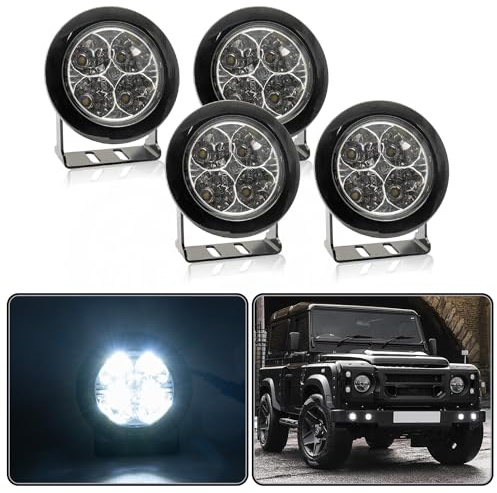 njssjd 4 x 70 mm universelle runde LED-Tagfahrleuchten DRL für Auto, ATV und Motorräder
