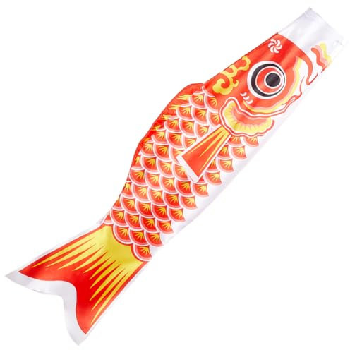 GORGECRAFT 118cm Koi Fish Manica A Vento Arancione Rosso Carpa Bandiera Streamer Banner Poliestere 3D Giapponese Appeso All'Aperto Koinobori Decor per Parete Albero Fronte Patio Prato Cortile Giardino