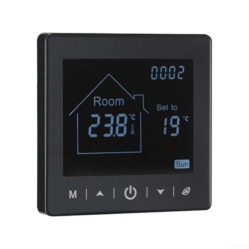Termostato inteligente inalámbrico, para caldera de gas, calefacción de agua, WiFi, control de temperatura programable, funciona con pilas, negro (calefacción por suelo de agua)