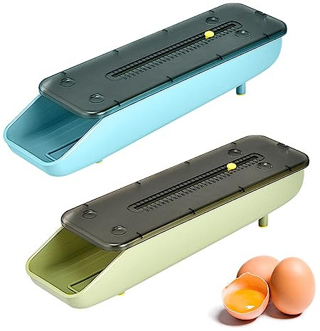 FANWINKJ Juego de 2 piezas de hueveras de plástico aptas para frigorífico con tapa, 30 x 9 x 7 cm, apilables, transparentes