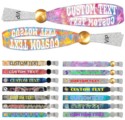 Individuelle Stoffarmbänder - Verstellbare, personalisierte VIP-Armbänder mit individuellem Logo/Text/Namen für Konzert-Club-Partys, 10 bis 1000 Stück