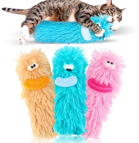 dellyy 3 Stück Spielzeug für Interaktiven Spielspaß Drinnen, Katzenminze Spielzeug, Katzenminze Kissen Spielzeug, Katzenminze Spielzeug Nachfüllbar für ​Katze Zu Spielen Beißen Kauen