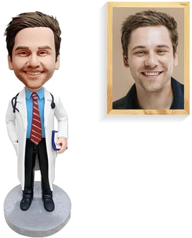 Figura personalizada de médico Bobblehead, regalo médico profesional, escultura de arcilla polimérica hecha a mano, perfecta para agradecimiento al trabajador de la salud o graduación de la escuela de