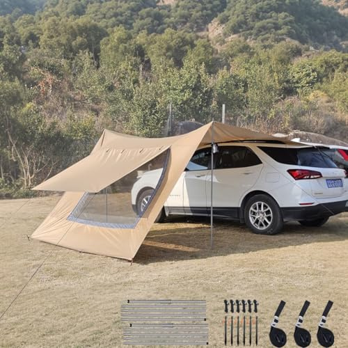 3x5 m universell bilmarkis lätt skåpbil lätt att montera tarp markis vatten- och solbeständig campingbil butik (Brun, 3x5 m)