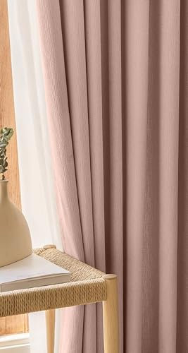 Lirzxin Vorhänge Verdunkelung mit Ösen 244 cm Lang, Undurchsichtige Gardinen Rosa Einfarbig Kiefernzweige Textur Vorhang für Wohnzimmer Schlafzimmer Kinderzimmer 137x244 cm(B×H), 2er Set