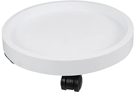 Yardwe Carrello Portavasi Ruote Bianco, Supporto Tondo Pp | Vassoio Mobile per Vaso, Superficie Opaca Anti-sporco, Rotelle per Spostamento Facile