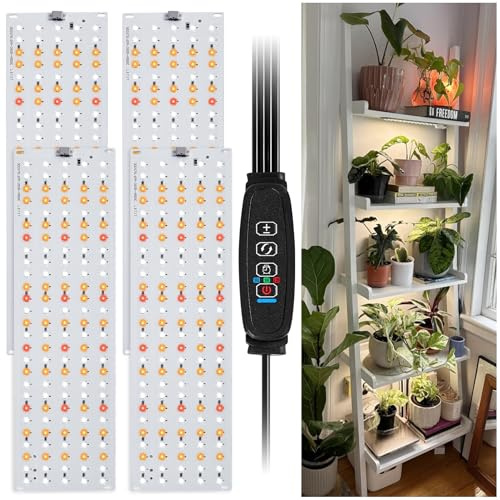 Set di 4 lampade a LED a spettro completo, 540 LED, con timer 3/9/12h e 10 luminosità, luce vegetale per fiori, verdure, idroponica e Semina, adatte per principianti e giardinieri al