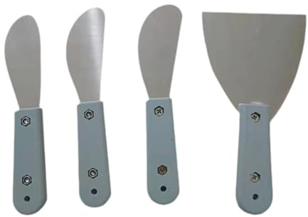 Fenteer 4 applicatori di finitura per piastrelle, spatole riutilizzabili in acciaio inox per stucco da parete per giunti da parete della cucina