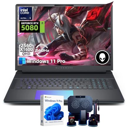 Alienware 18 Area-51 Gaming Laptop - Intel 24-Core Ultra 9 275HX • NVIDIA GeForce RTX 5080 16GB GDDR7 • 18 WQXGA 300Hz 500 Nits Display • Backlit Keyboard • Windows 11 Pro • 64GB DDR5 + 4TB SSD