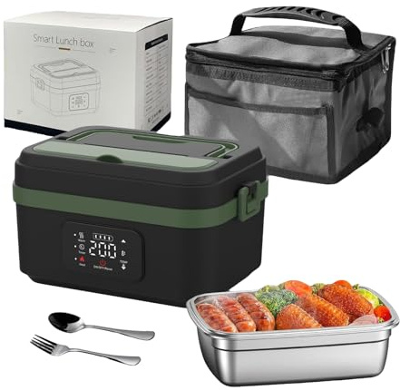 Ciotola riscaldante con batteria, 1L rimovibile in acciaio inossidabile, Lunch box riscaldante con riscaldamento programmabile, Lunch box elettrica ricaricabile per viaggio, ufficio, scuola, auto (C)