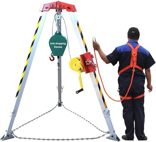 Kit de protección contra caídas de trípode de aluminio, arnés de seguridad duradero y equipo de rescate para excavación de túneles, espacios reducidos, solución fiable de prevención de caídas