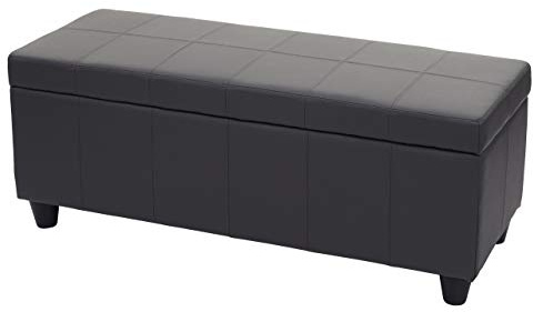 Berlinlodge Aufbewahrungs-Truhe Lars HxBxT 45x114x45cm Kunstleder Grau matt Sitzbank Bank Stauraum groß platzsparend Wohnzimmer Kinderzimmer Schlafzimmer