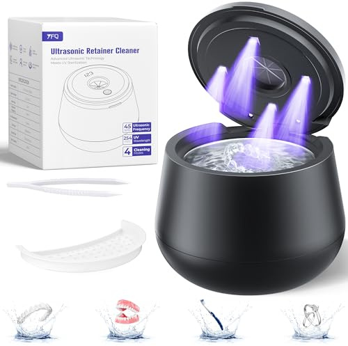 Limpiador ultrasónico de retención de 45 kHz, cápsula de limpieza dental de 200 ml para dentaduras postizas, protectores bucales, aparatos ortopédicos, alineador, joyas de cepillo de dientes y más