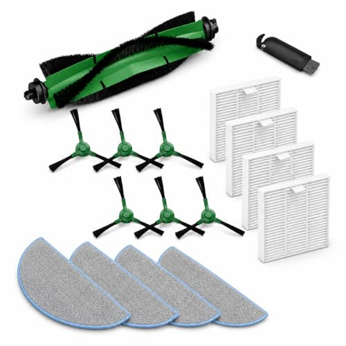Kit Accesorios de Recambio para iRobot Combo Essential Y0112 Y0110 Y0116 Y0510 Y0512, 105 Combo Robot Aspirador,1 Cepillo Principal, 6 Cepillos Laterales, 4 Filtros HEPA, 4 Paños de Mopa