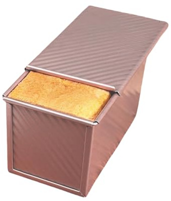 Bread Loaf Pan - Bread Baking Tin, Heavy-Duty Carbon Steel Corrugated Loaf Box with Lid, Heat Resistant Reusable Toast Box Cake Mold for Homemade Desserts Cooking Roasting Bakery Picnic Camp