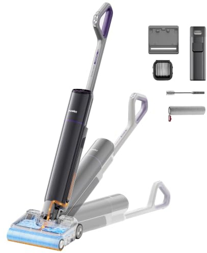 EUREKA FloorShine 830 Nass Trockensauger Akku für Hartböden, 24.000 Pa Saugwischer 180° Flachliege, Anti-Tangle 3,0, Selbstreinigung & 75°C Heißlufttrocknung, 60 Min Laufzeit, Nasssauger Böden