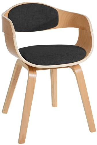 CLP Esszimmerstuhl ergonomisch Kingston,Lehnstuhl mit umlaufender Rückenlehne, Holzgestell belastbar bis 150 kg Farbe Natur/dunkelgrau