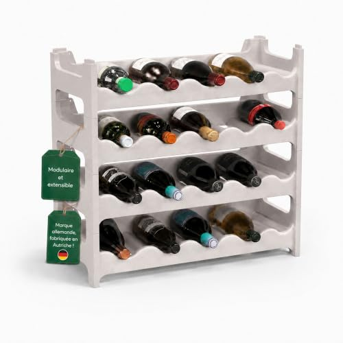 ARTECSIS® Weinregal stapelbar & modular erweiterbar Kunststoff für 24 Weinflaschen (granitgrau) - Stabiles Flaschenregal & Getränkeregal Gastronomie-Qualität - Flaschen Weinständer, Weinflaschenhalter