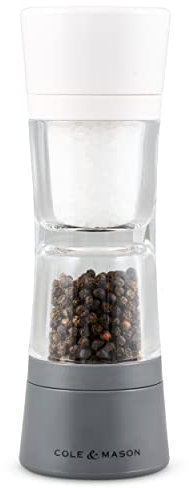 Cole & Mason H308597 Lincoln Molinillo Combinado de Sal y Pimienta, Molienda Ajustable, Acero Inoxidable/Acrílico, 190mm, Incluye 1 x Duo-Mulino