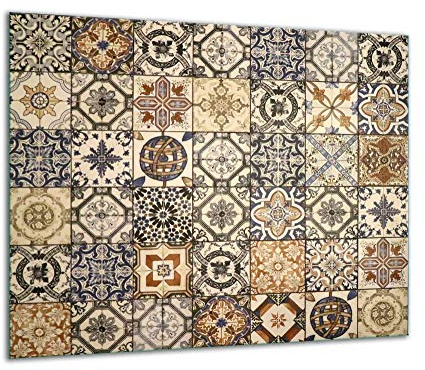 TMK ArtDeko Protector de vitrocerámica de 1 pieza, 60 x 52 cm, protección robusta, higiénica y antideslizante, contra salpicaduras, de cristal de seguridad