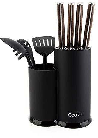 Ceppo Coltelli Universale, 2 in1 staccabile Porta Coltelli Cucina, Portacoltelli Nero, Blocco per Coltelli con Slot per Forbici - Portautensili