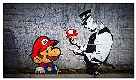 Giallobus - Cadre - Banksy - Super Mario - Verre acrylique - 140L x 80l cm - Tableaux modernes