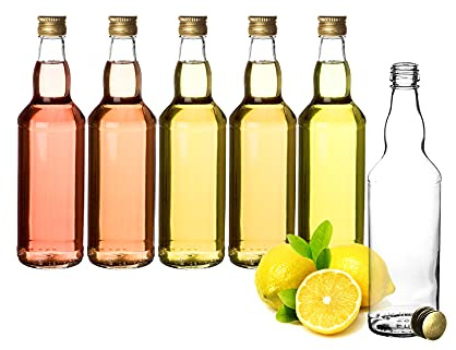 BigDean 6 Glasflaschen 500ml mit Schraubverschluss in Gold Schraubflasche | Flasche zum Befüllen von Saft, Likör, Milch &Öl - Milchflasche Saftflasche Ölflasche