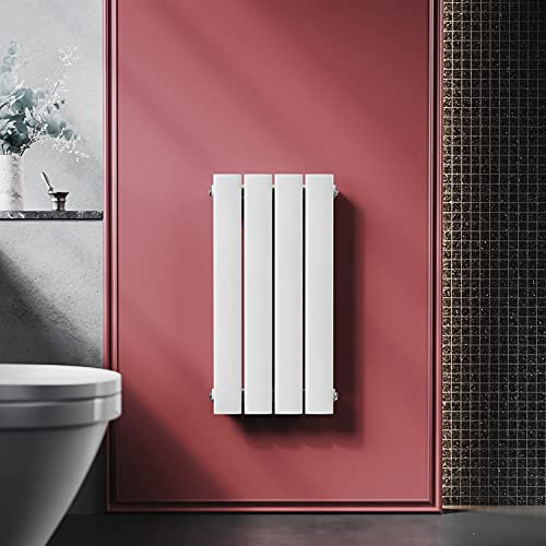 ELEGANT Heizkörper 600 x 311 mm Heizkörper flach und kleine für Badezimmer Badheizkörper einlagig weiß Design Heizkörper mit Mittelanschluss