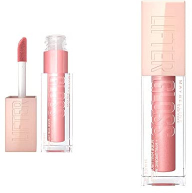 Maybelline New York Lipgloss-Set, Glänzender Lipgloss für voller wirkende Lippen, Feuchtigkeitsspendend, Mit Hyaluronsäure, Lifter Gloss, Nr. 006 Reef (Rosa) und Nr. 003 Moon (Rosa), 2 x 5,4 ml